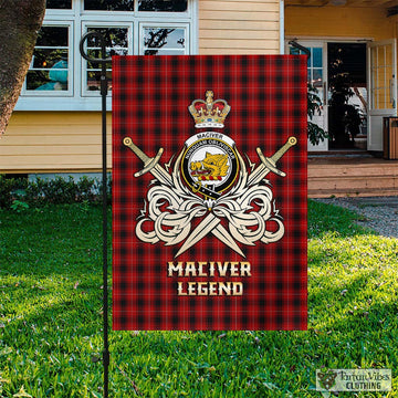 MacIver (McIver) Tartan Flag with Clan Crest and the Golden Sword of Courageous Legacy