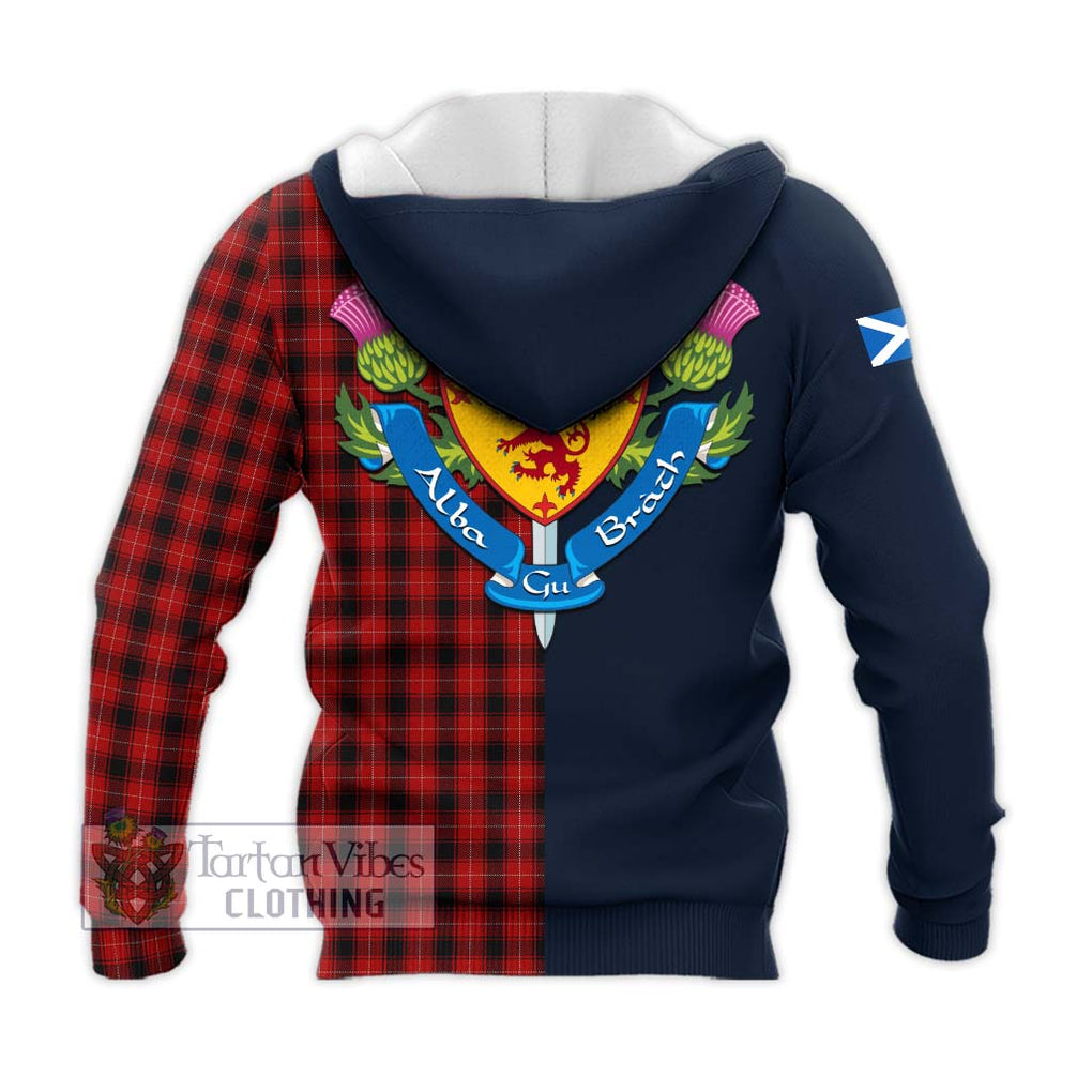 Tartan Vibes Clothing MacIver Tartan Knitted Hoodie with Scottish Lion Royal Arm Half Style