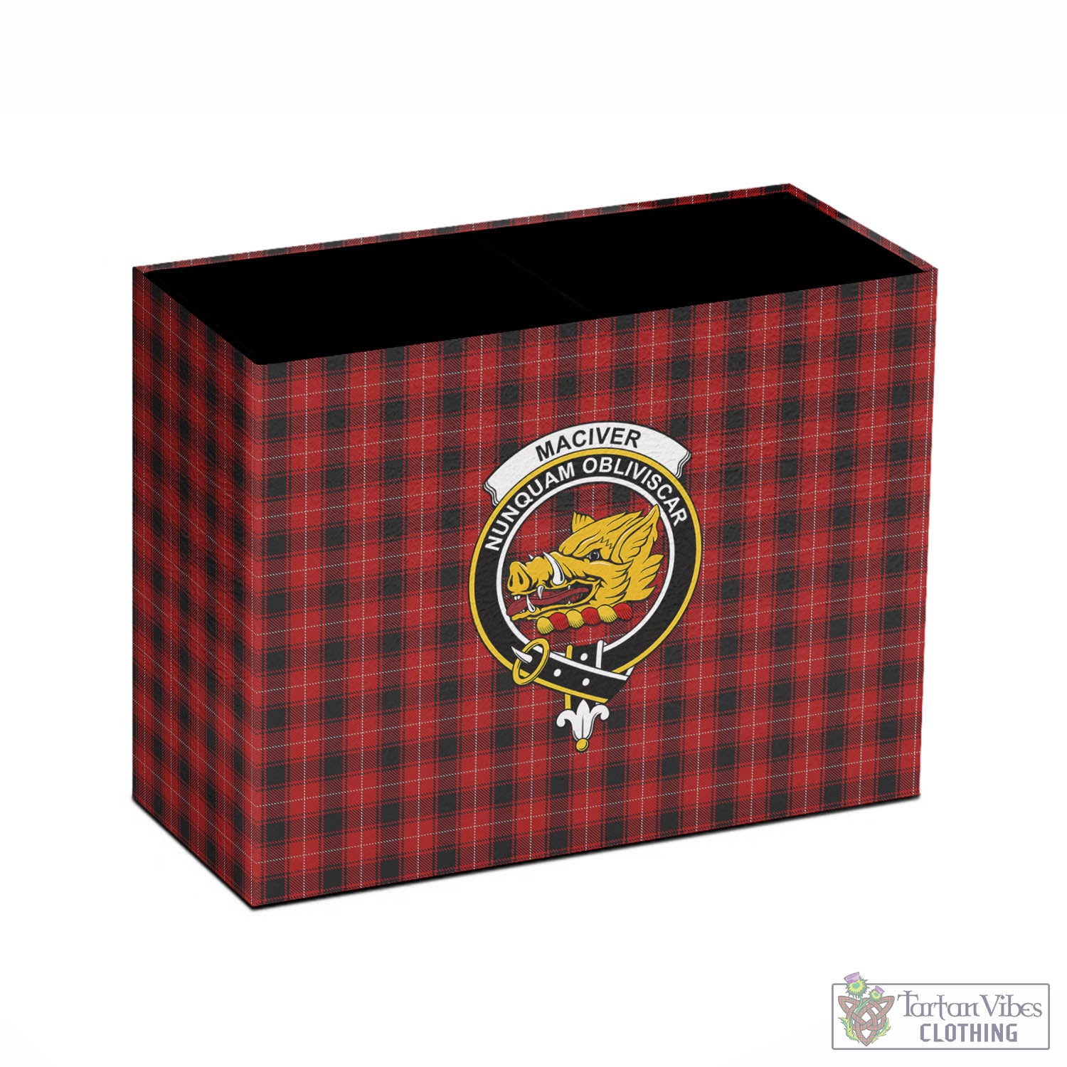 Tartan Vibes Clothing MacIver Tartan Pen Holder with Family Crest