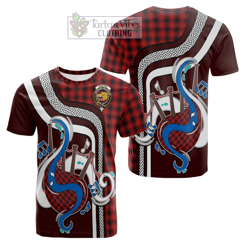 Tartan Vibes Clothing MacIver Tartan Cotton T-shirt with Epic Bagpipe Style