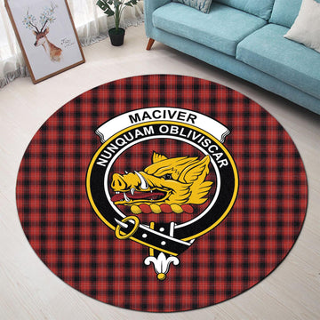 MacIver (McIver) Tartan Round Rug with Family Crest