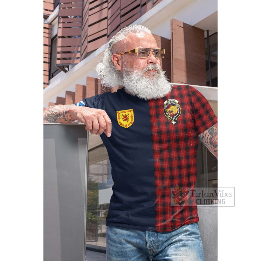 Tartan Vibes Clothing MacIver Tartan Cotton T-shirt with Scottish Lion Royal Arm Half Style