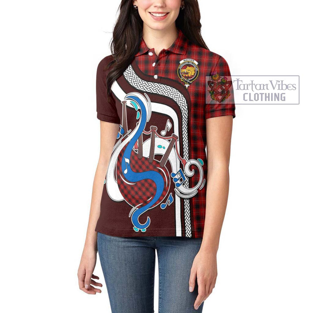 MacIver (McIver) Tartan Women's Polo Shirt with Epic Bagpipe Style - Tartanvibesclothing Shop