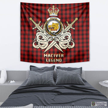 MacIver (McIver) Tartan Tapestry with Clan Crest and the Golden Sword of Courageous Legacy