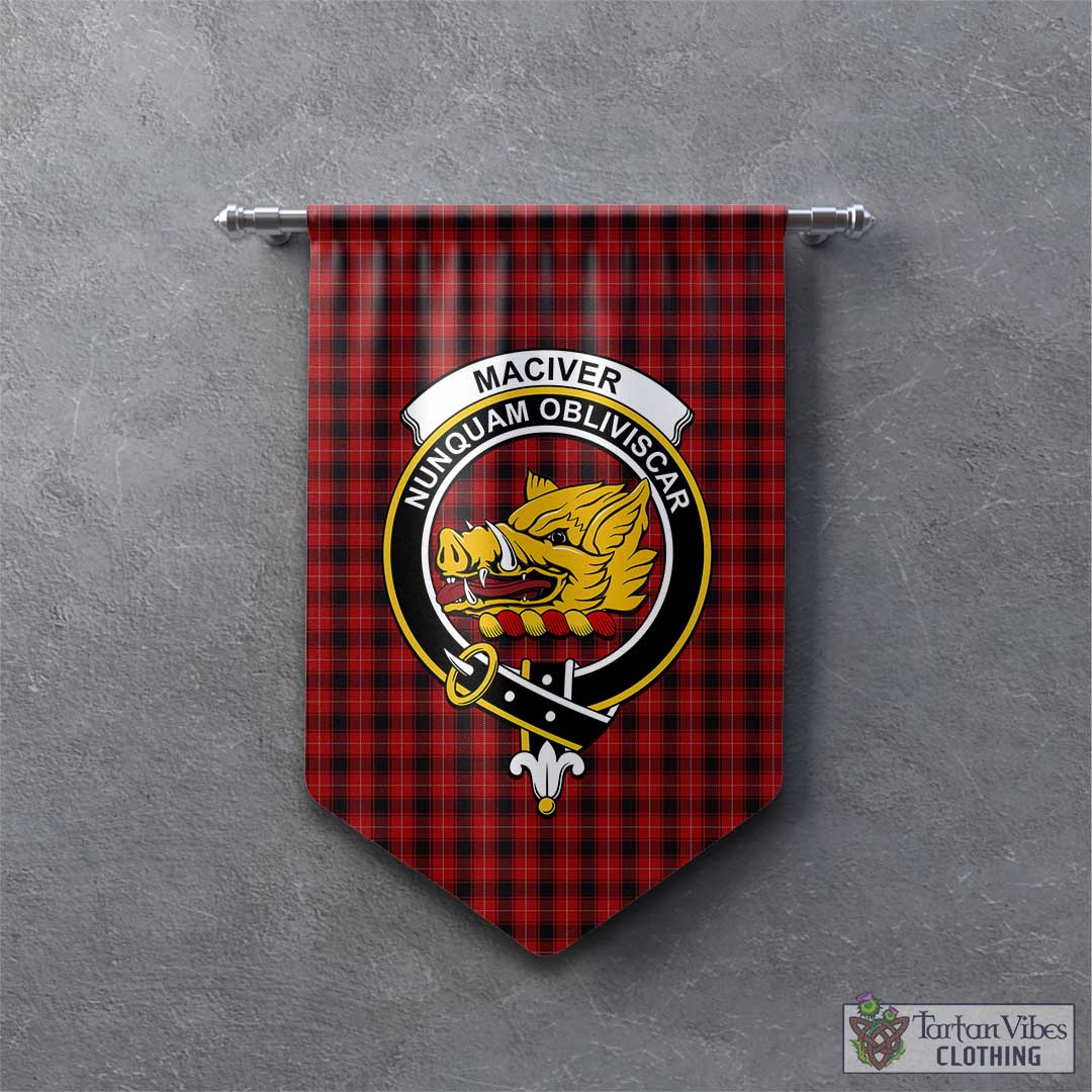 Tartan Vibes Clothing MacIver Tartan Gonfalon, Tartan Banner with Family Crest