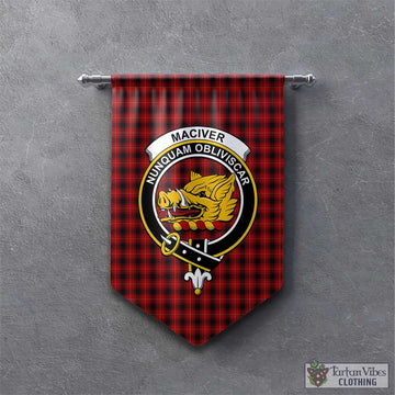 MacIver (McIver) Tartan Gonfalon, Tartan Banner with Family Crest