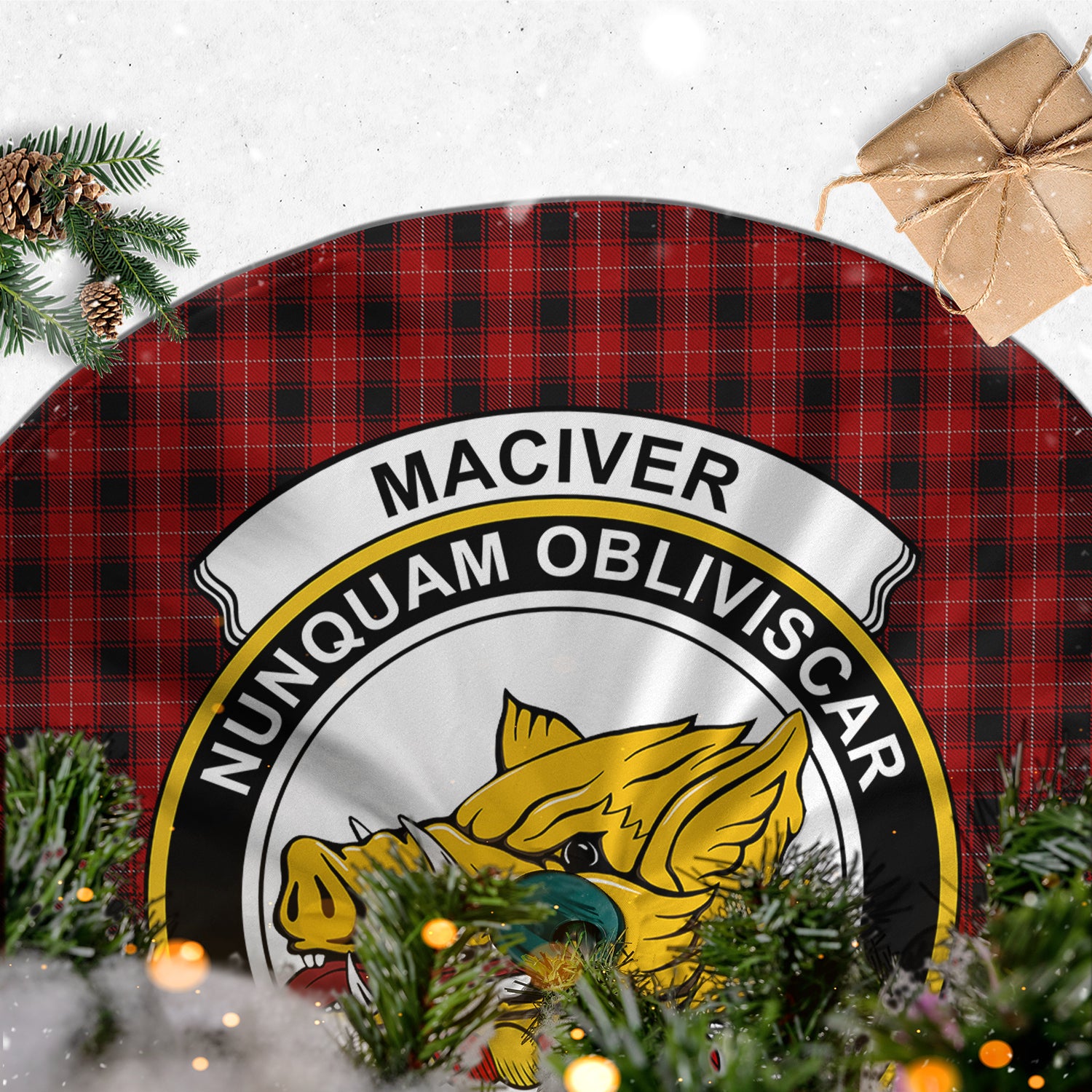 MacIver Tartan Christmas Tree Skirt with Family Crest - Tartanvibesclothing