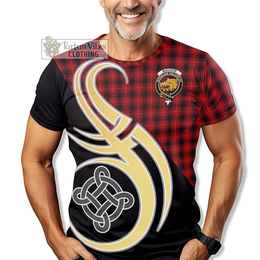 Tartan Vibes Clothing MacIver Tartan T-Shirt with Family Crest and Celtic Symbol Style