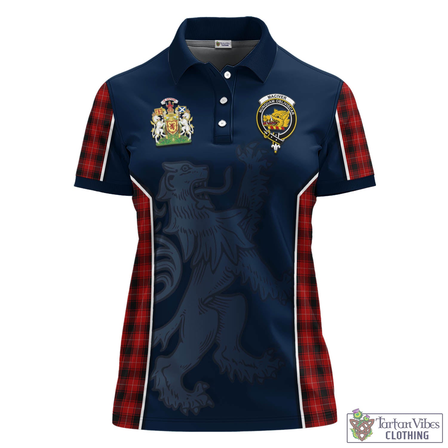 MacIver (McIver) Tartan Women's Polo Shirt with Family Crest and Lion Rampant Vibes Sport Style - Tartan Vibes Clothing