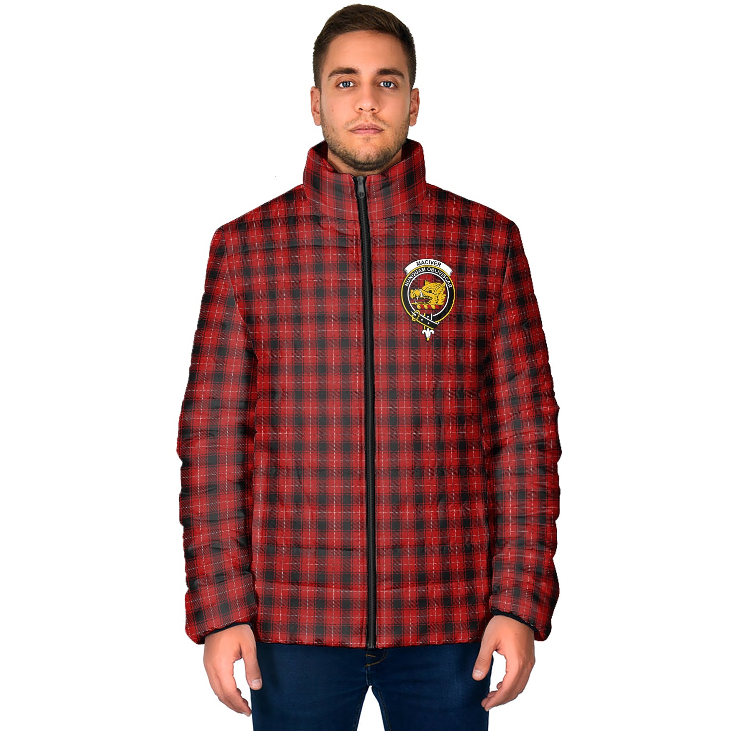 MacIver (McIver) Tartan Padded Jacket with Family Crest - Tartan Vibes Clothing