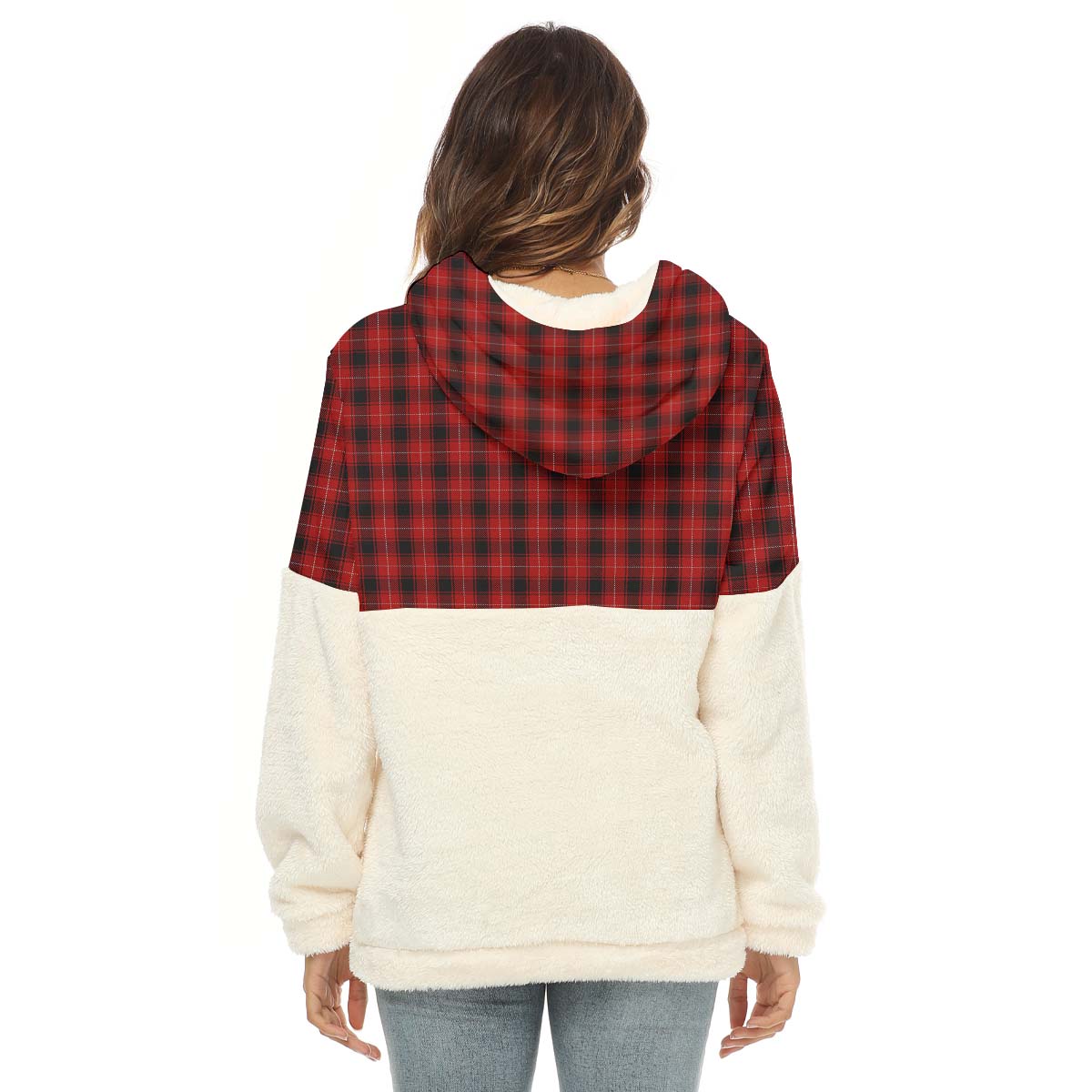 MacIver (McIver) Tartan Half Style Women's Borg Fleece Hoodie with Half Zip - Tartan Vibes Clothing