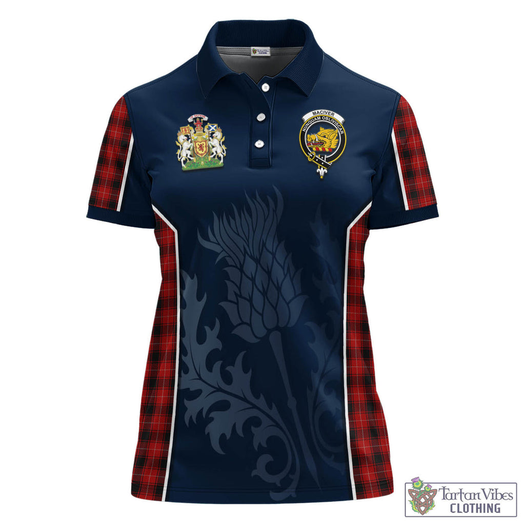 Tartan Vibes Clothing MacIver Tartan Women's Polo Shirt with Family Crest and Scottish Thistle Vibes Sport Style