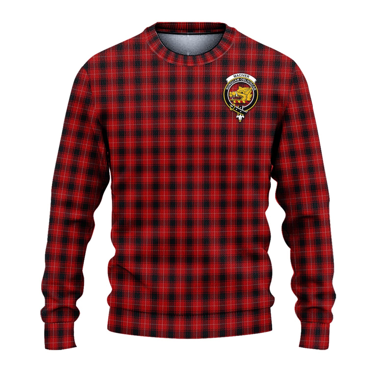 MacIver Tartan Knitted Sweater with Family Crest - Tartanvibesclothing