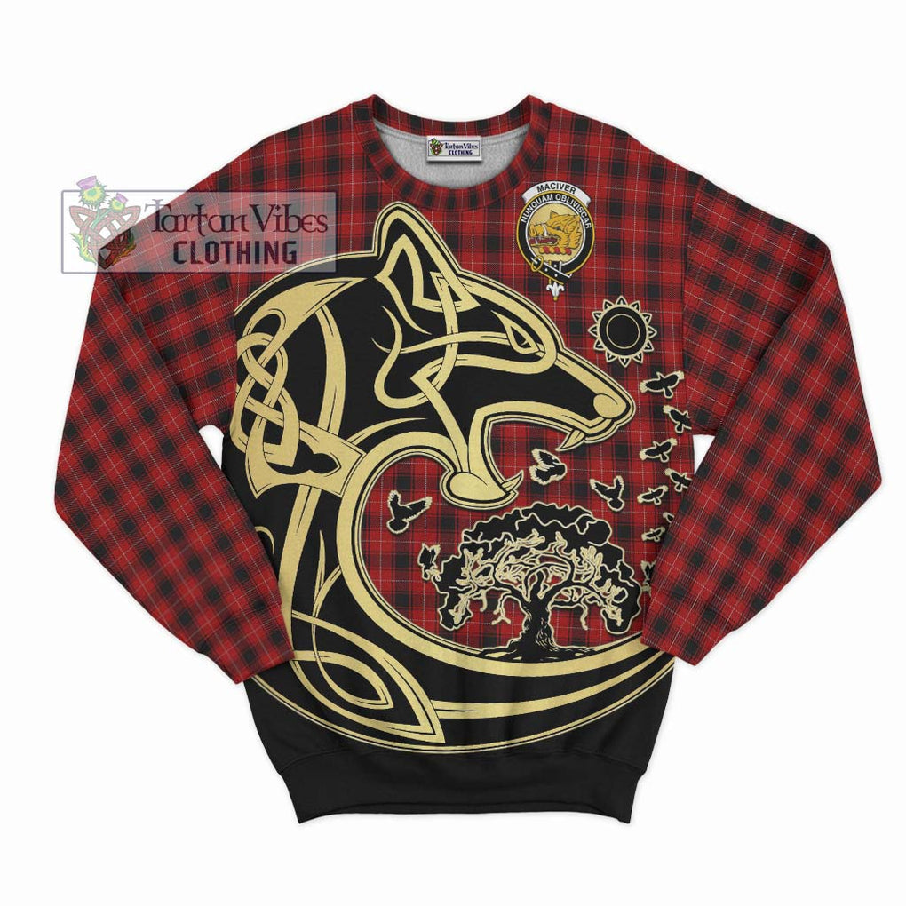 MacIver (McIver) Tartan Sweatshirt with Family Crest Celtic Wolf Style - Tartan Vibes Clothing