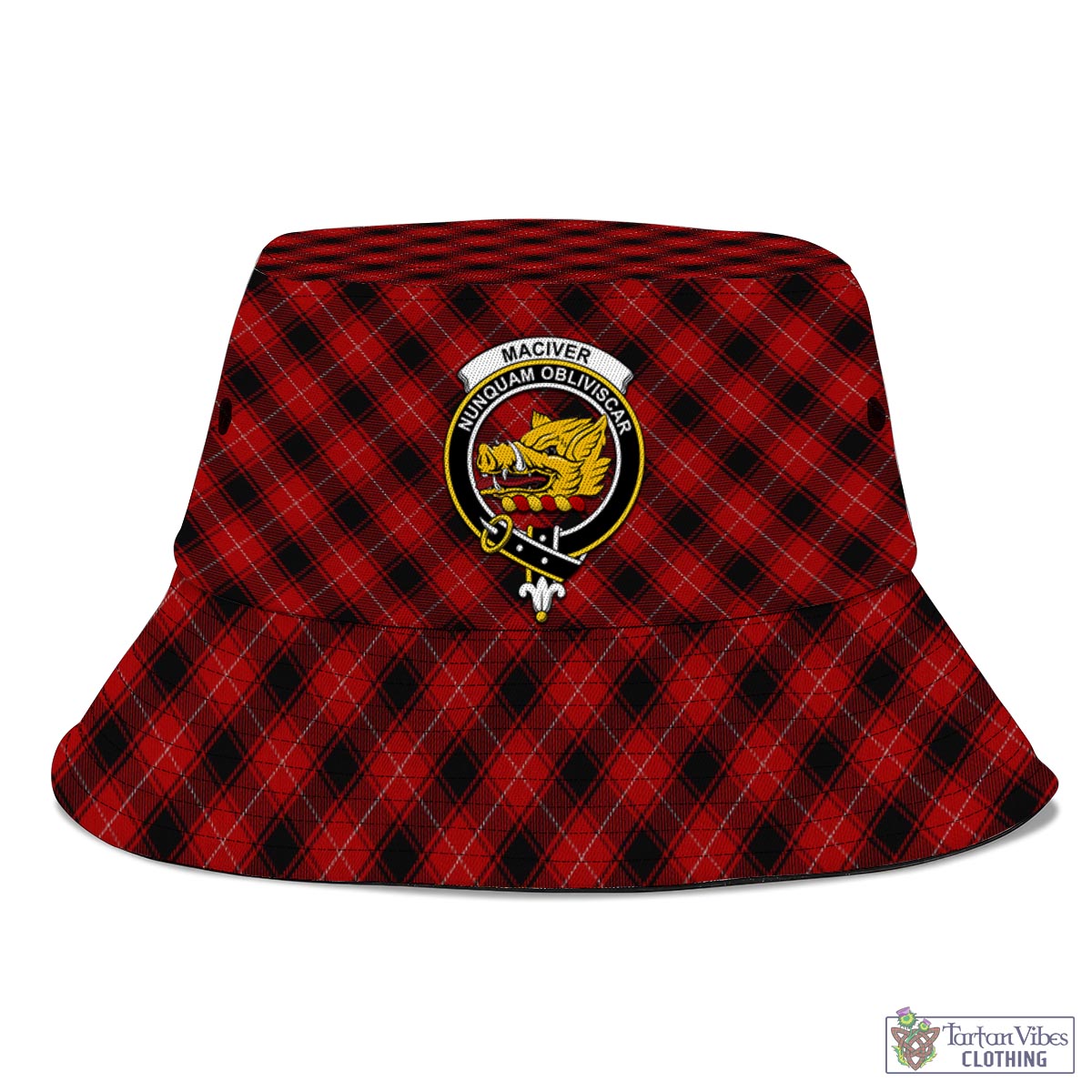 Tartan Vibes Clothing MacIver Tartan Bucket Hat with Family Crest