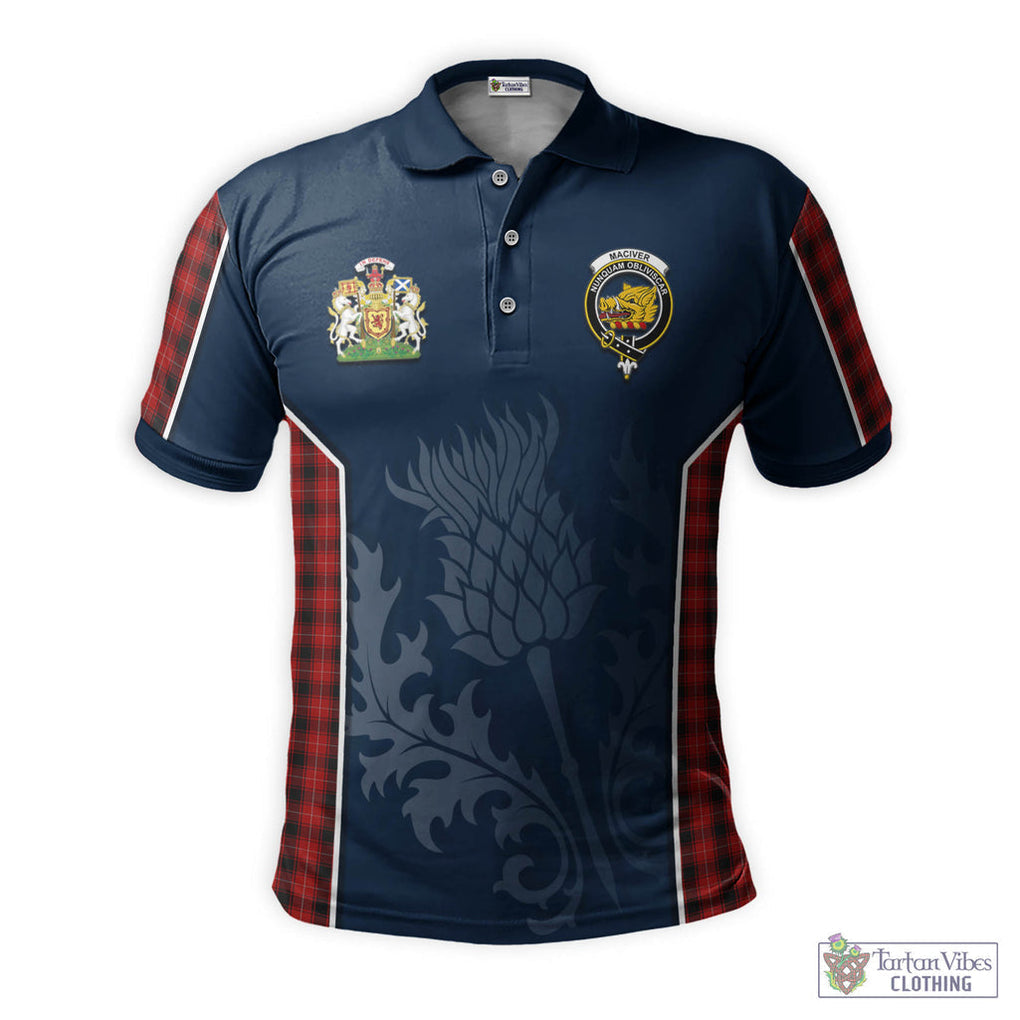 Tartan Vibes Clothing MacIver Tartan Men's Polo Shirt with Family Crest and Scottish Thistle Vibes Sport Style