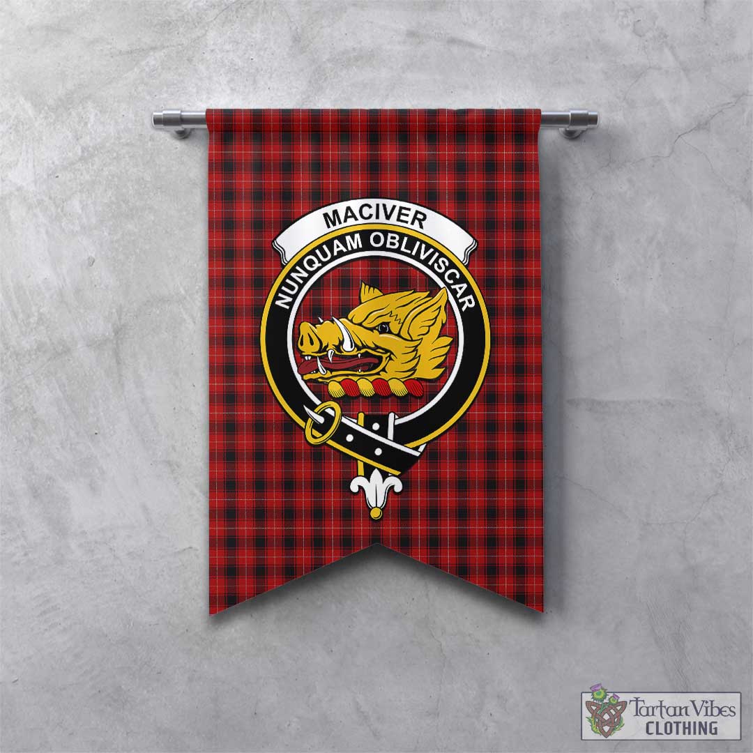 Tartan Vibes Clothing MacIver Tartan Gonfalon, Tartan Banner with Family Crest