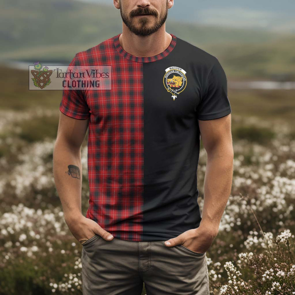 MacIver (McIver) Tartan T-Shirt with Family Crest and Half Of Me Style - Tartanvibesclothing Shop