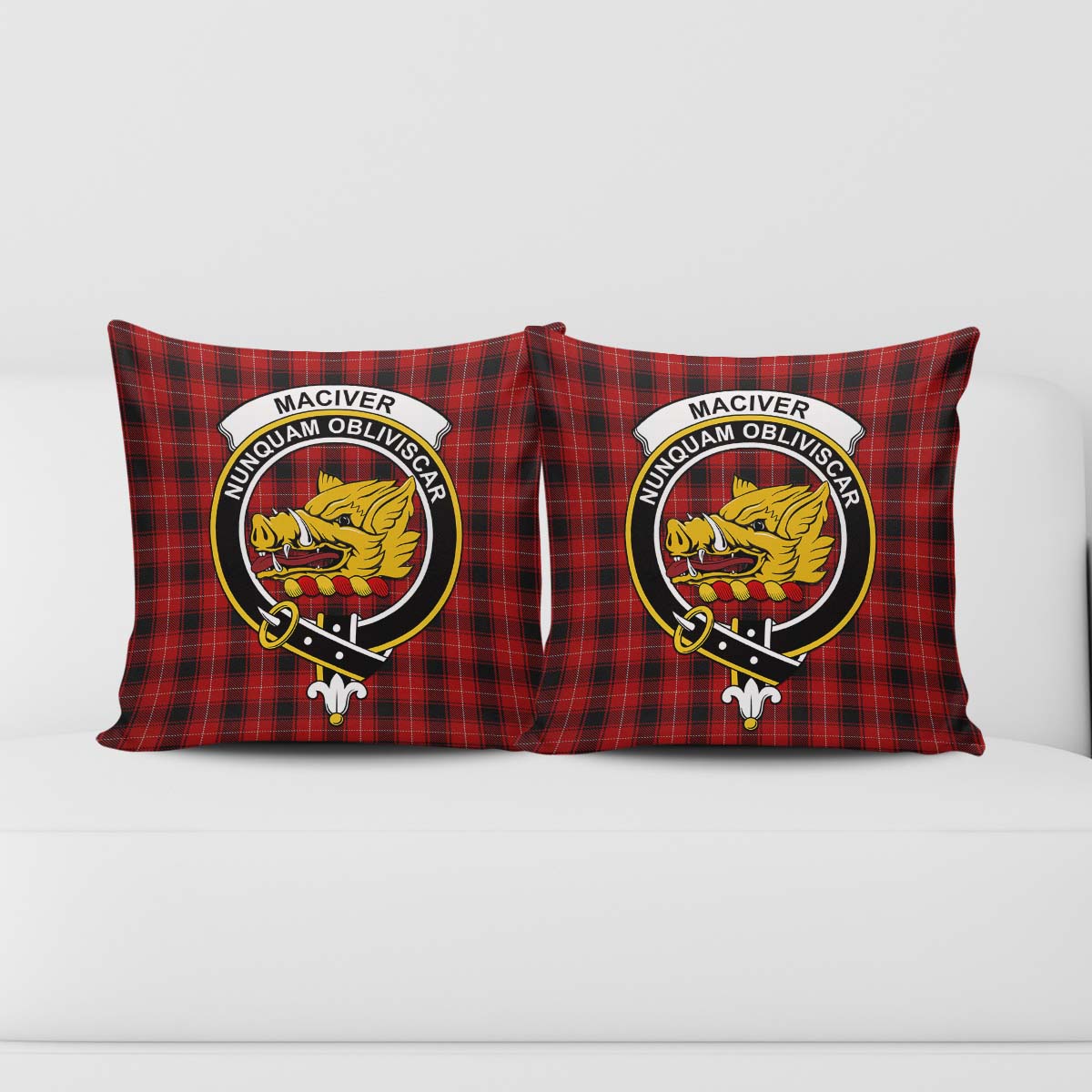 MacIver Tartan Pillow Cover with Family Crest - Tartanvibesclothing