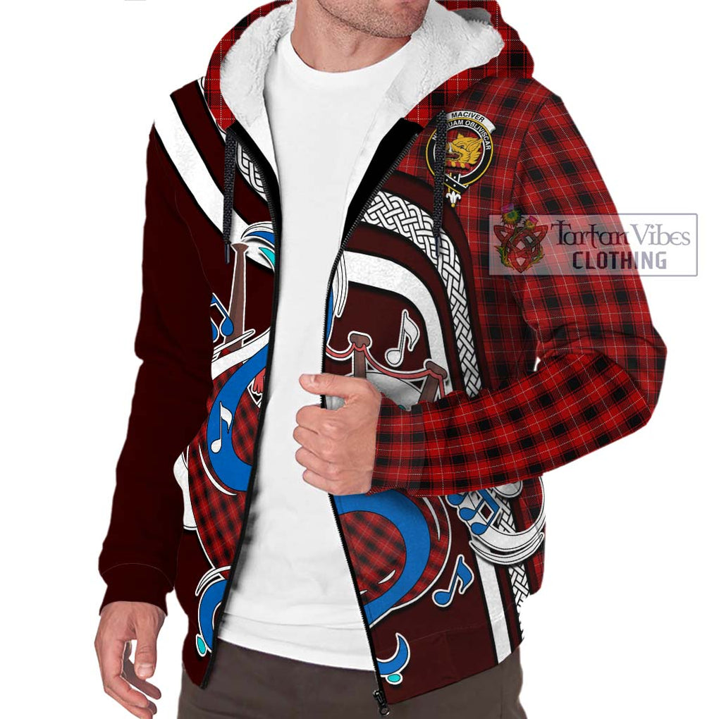 MacIver (McIver) Tartan Sherpa Hoodie with Epic Bagpipe Style Unisex - Tartanvibesclothing Shop