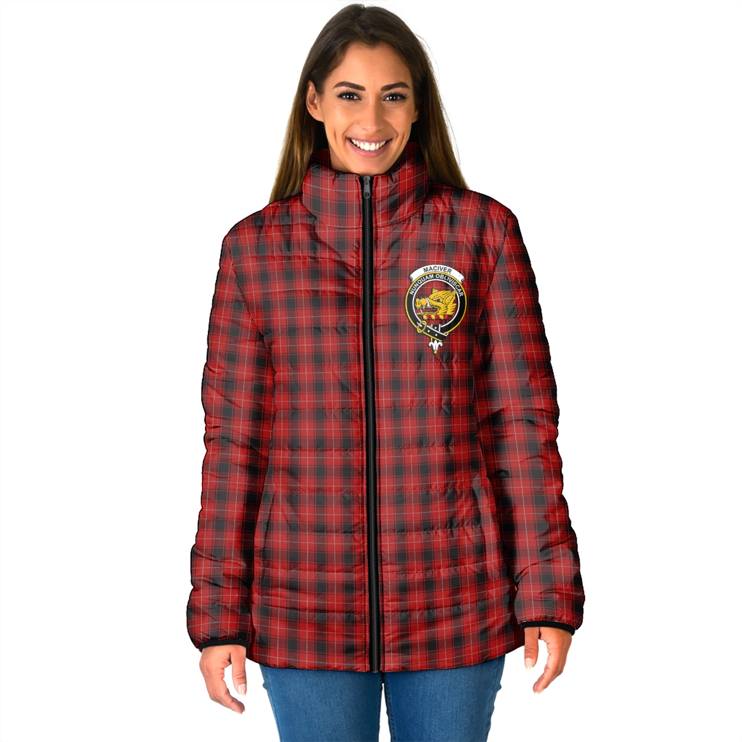 MacIver (McIver) Tartan Padded Jacket with Family Crest - Tartan Vibes Clothing