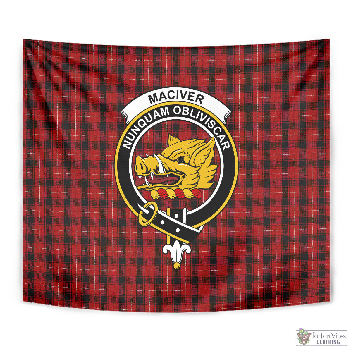 Tartan Vibes Clothing MacIver Tartan Tapestry Wall Hanging and Home Decor for Room with Family Crest