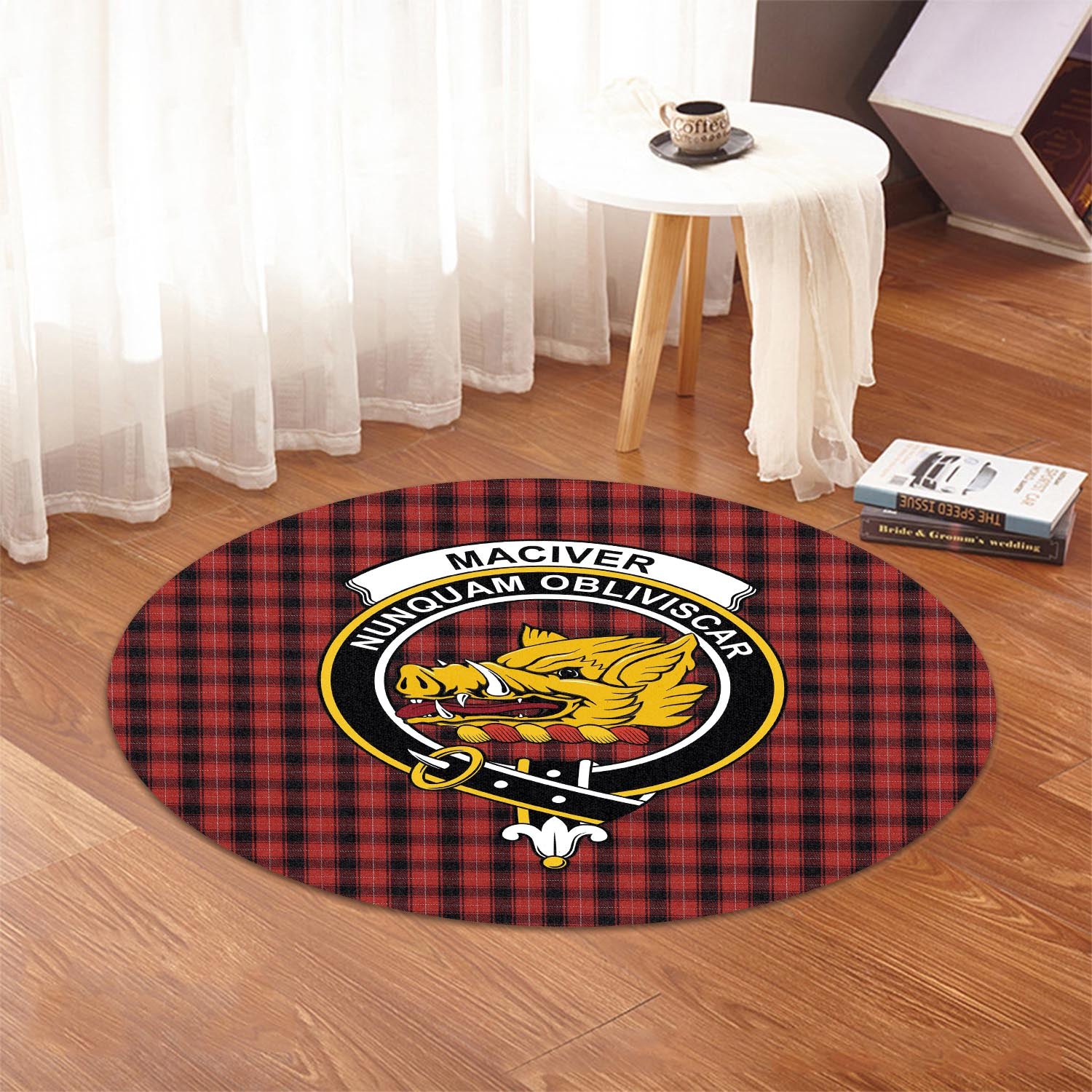 MacIver (McIver) Tartan Round Rug with Family Crest - Tartan Vibes Clothing