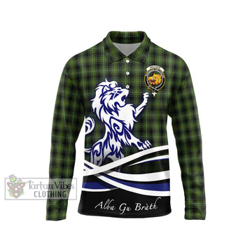 MacIver Hunting Tartan Long Sleeve Polo Shirt with Alba Gu Brath Regal Lion Emblem