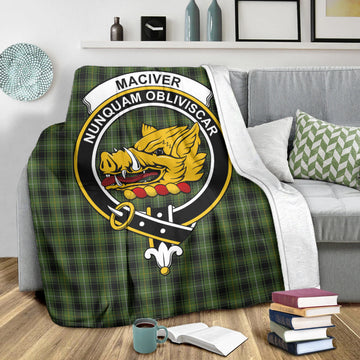 MacIver Hunting Tartan Blanket with Family Crest