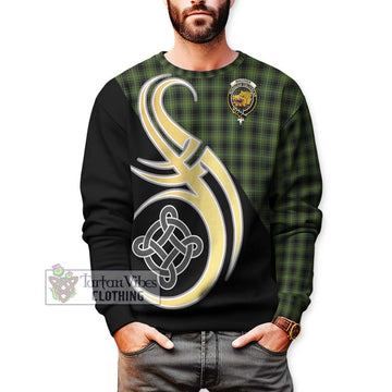 MacIver Hunting Tartan Sweatshirt with Family Crest and Celtic Symbol Style