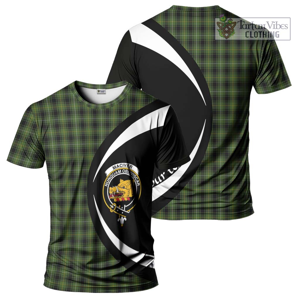 Tartan Vibes Clothing MacIver Hunting Tartan T-Shirt with Family Crest Circle Style