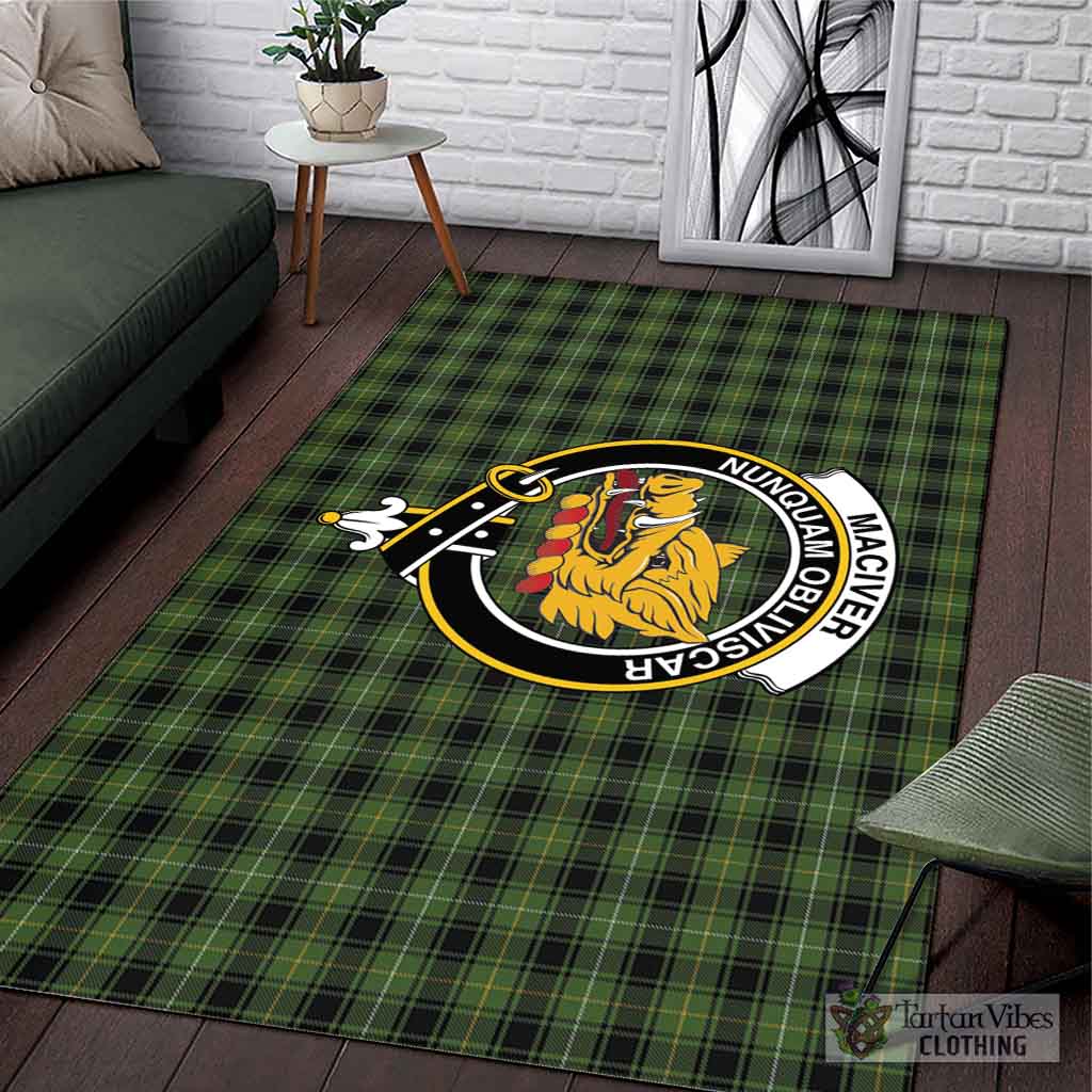 Tartan Vibes Clothing MacIver Hunting Tartan Area Rug with Family Crest