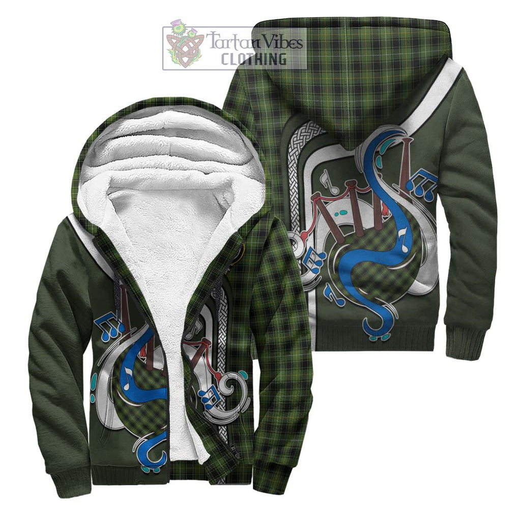 MacIver Hunting Tartan Sherpa Hoodie with Epic Bagpipe Style Unisex S - Tartanvibesclothing Shop