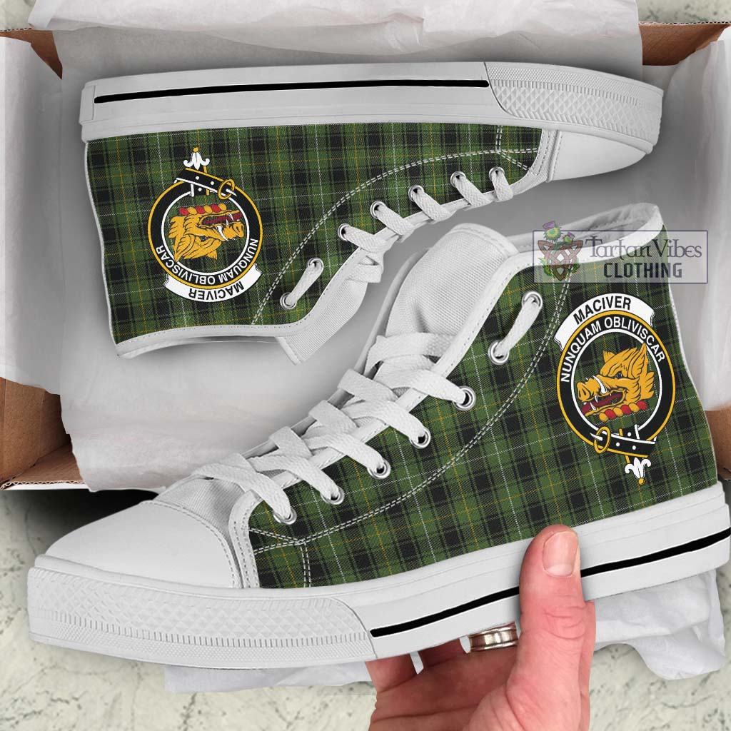 Tartan Vibes Clothing MacIver Hunting Tartan High Top Shoes with Family Crest