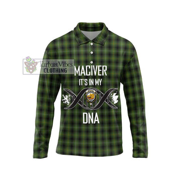 MacIver Hunting Tartan Long Sleeve Polo Shirt with Family Crest DNA In Me Style