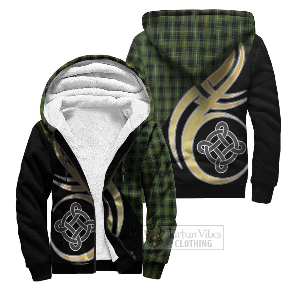 MacIver Hunting Tartan Sherpa Hoodie with Family Crest and Celtic Symbol Style Unisex S - Tartan Vibes Clothing