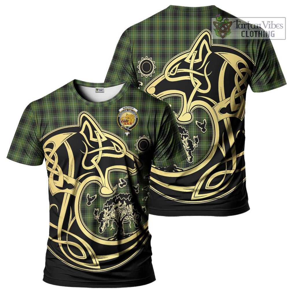 MacIver Hunting Tartan T-Shirt with Family Crest Celtic Wolf Style Kid's Shirt - Tartan Vibes Clothing