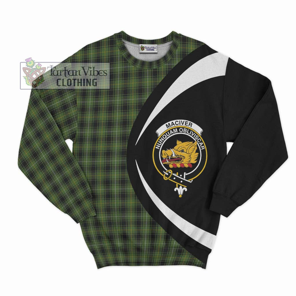 MacIver Hunting Tartan Sweatshirt with Family Crest Circle Style Unisex - Tartan Vibes Clothing