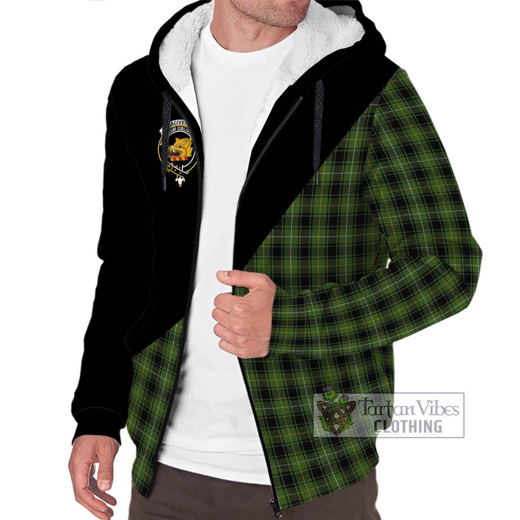 MacIver Hunting Tartan Sherpa Hoodie with Family Crest and Military Logo Style Unisex S - Tartanvibesclothing Shop