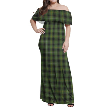 MacIver Hunting Tartan Off Shoulder Long Dress