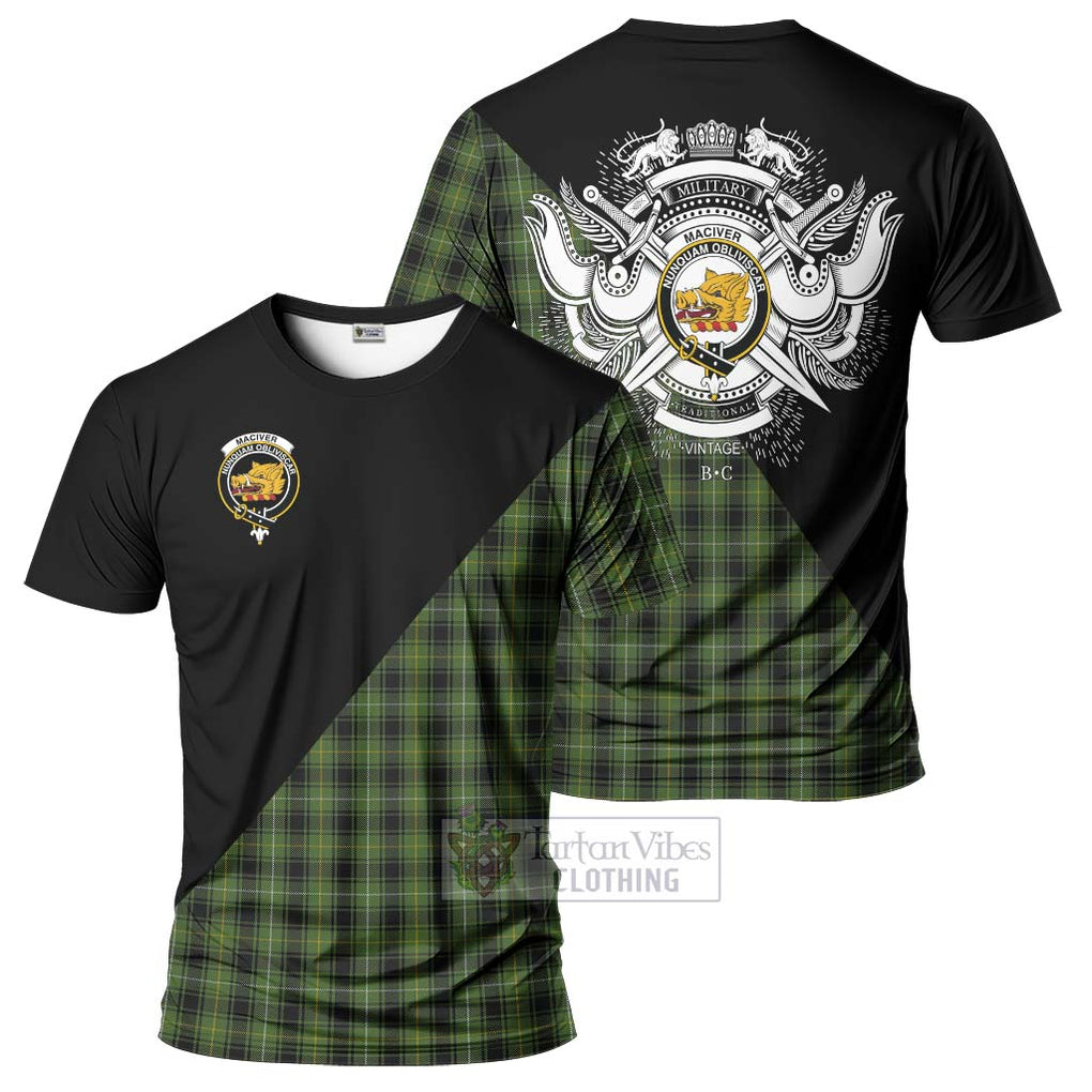 MacIver Hunting Tartan T-Shirt with Family Crest and Military Logo Style Kid's Shirt - Tartanvibesclothing Shop