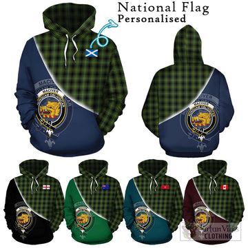 MacIver Hunting Tartan Hoodie with Personalised National Flag and Family Crest Half Style