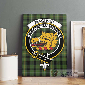 MacIver Hunting Tartan Canvas Print Wall Art with Family Crest