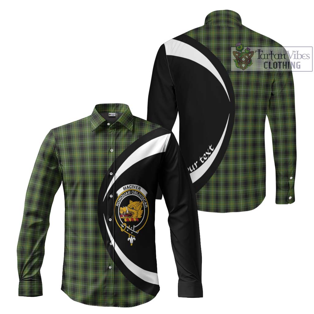 MacIver Hunting Tartan Long Sleeve Button Up with Family Crest Circle Style Men's Shirt S - Tartan Vibes Clothing