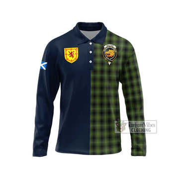 MacIver Hunting Tartan Long Sleeve Polo Shirt Alba with Scottish Lion Royal Arm Half Style