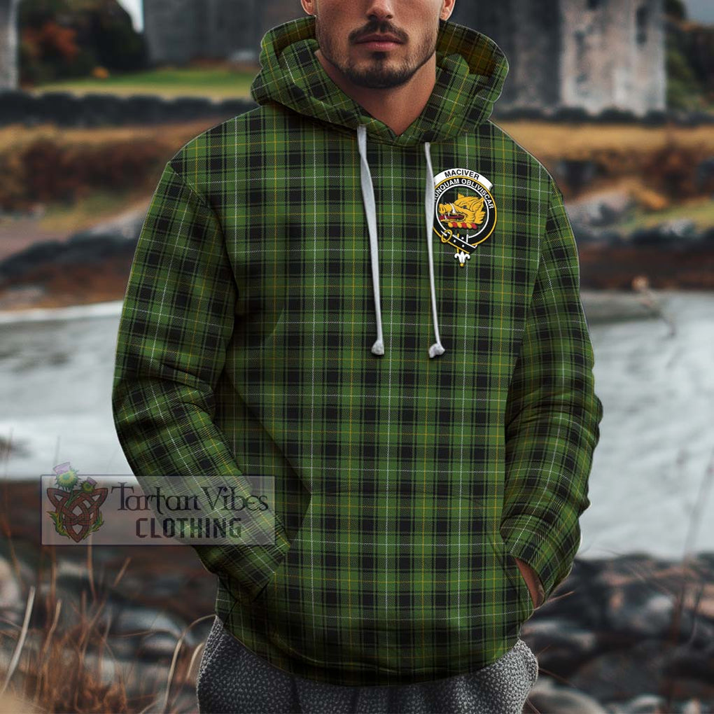 MacIver Hunting Tartan Cotton Hoodie with Family Crest Pullover Hoodie XS - Tartan Vibes Clothing