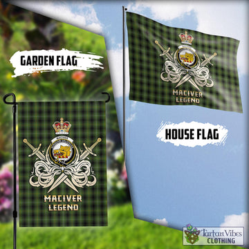 MacIver Hunting Tartan Flag with Clan Crest and the Golden Sword of Courageous Legacy