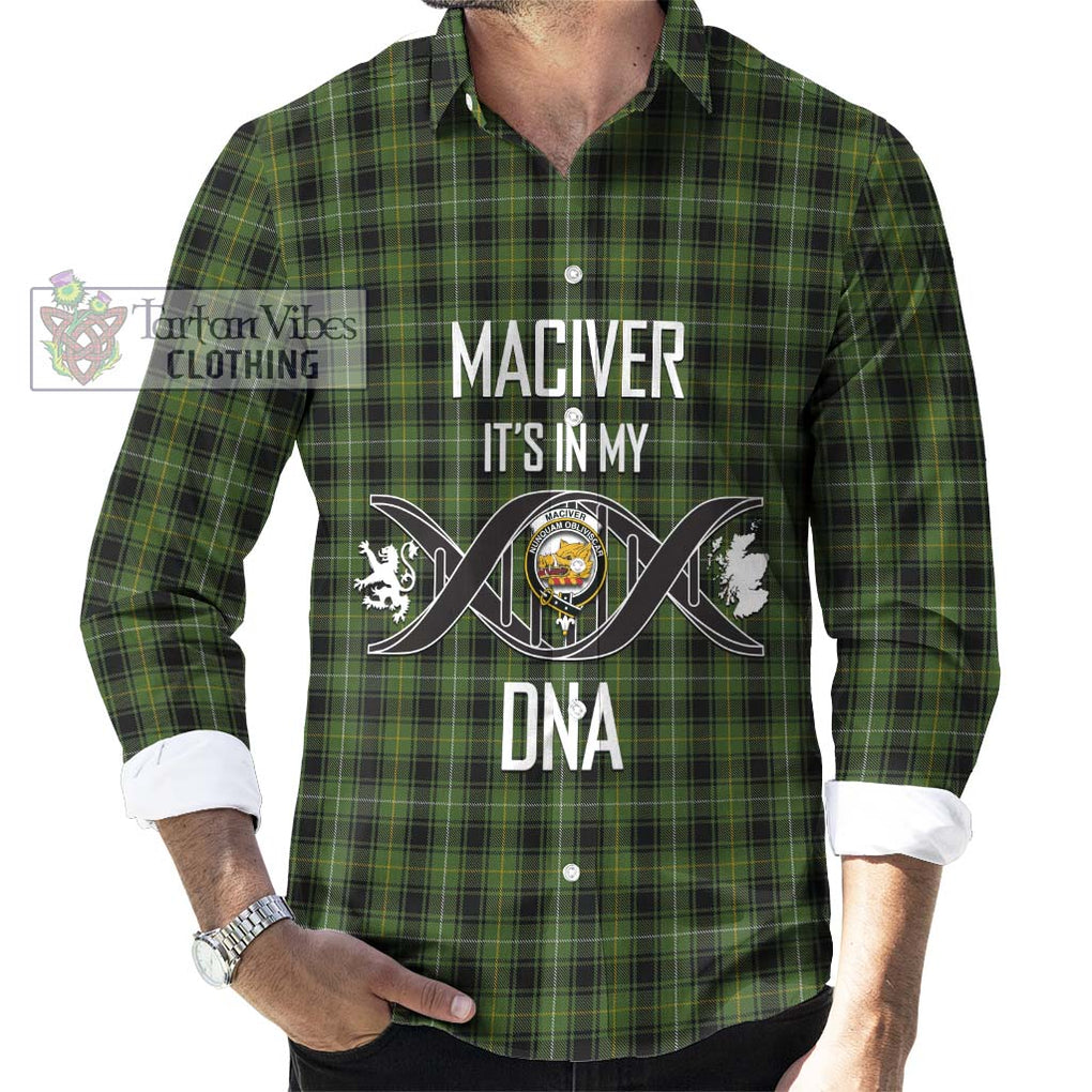 MacIver Hunting Tartan Long Sleeve Button Shirt with Family Crest DNA In Me Style Men's Shirt S - Tartanvibesclothing Shop