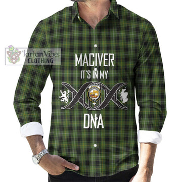 MacIver Hunting Tartan Long Sleeve Button Shirt with Family Crest DNA In Me Style