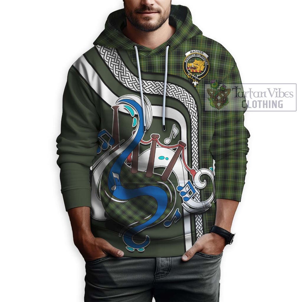 MacIver Hunting Tartan Hoodie with Epic Bagpipe Style Zip Hoodie - Tartanvibesclothing Shop